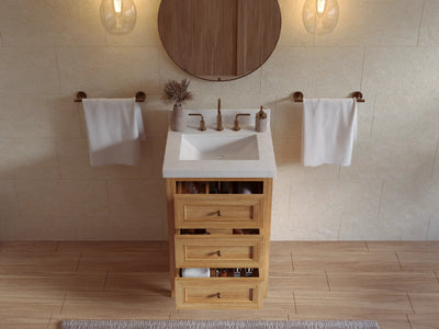Nashville Teak Wood 24 in. W x 22 in. D Single Sink Bathroom Vanity