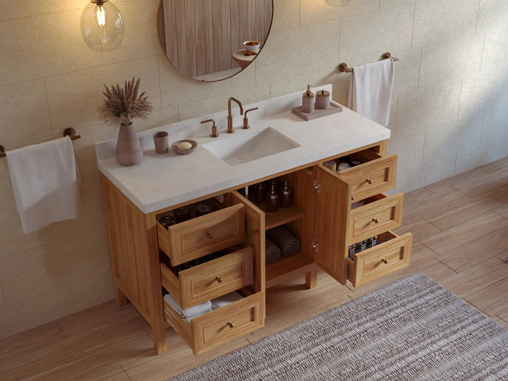 Nashville Teak Wood 60 in. W x 22 in. D Single Sink Bathroom Vanity - photo 4