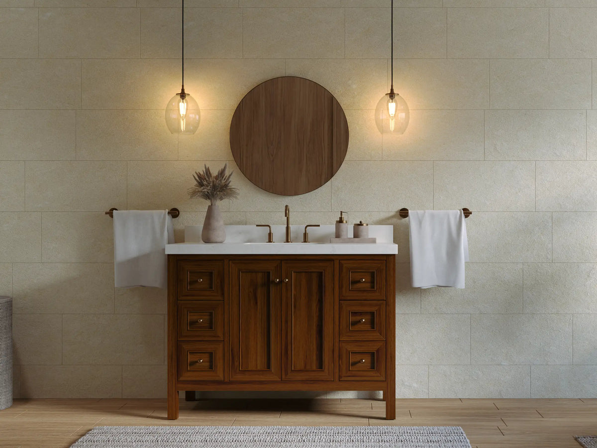 Nashville Teak Wood 48 in. W x 22 in. D Single Sink Bathroom Vanity