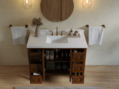 Nashville Teak Wood 48 in. W x 22 in. D Single Sink Bathroom Vanity
