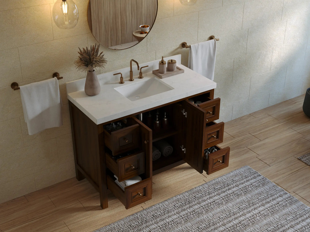 Nashville Teak Wood 48 in. W x 22 in. D Single Sink Bathroom Vanity