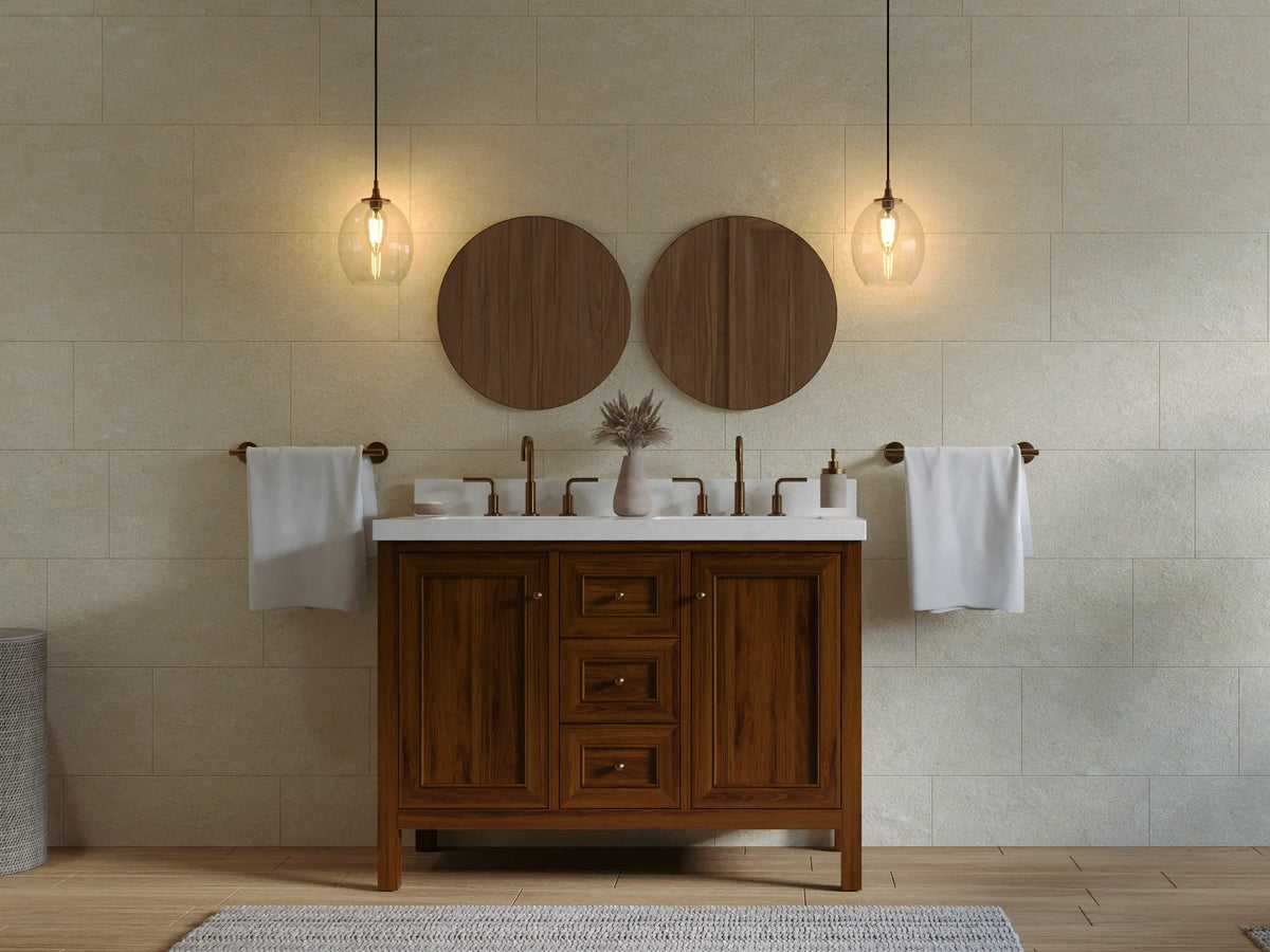 Nashville Teak Wood 48 in. W x 22 in. D Double Sink Bathroom Vanity