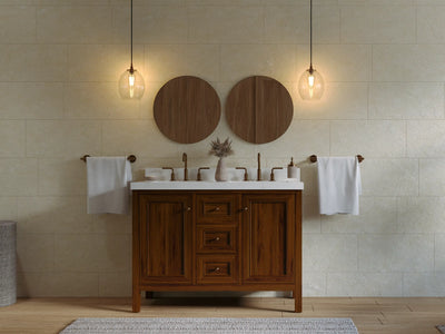 Nashville Teak Wood 48 in. W x 22 in. D Double Sink Bathroom Vanity