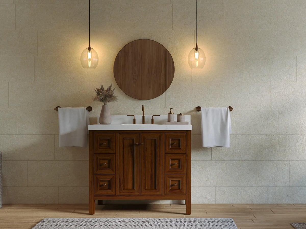 Nashville Teak Wood 42 in. W x 22 in. D Single Sink Bathroom Vanity