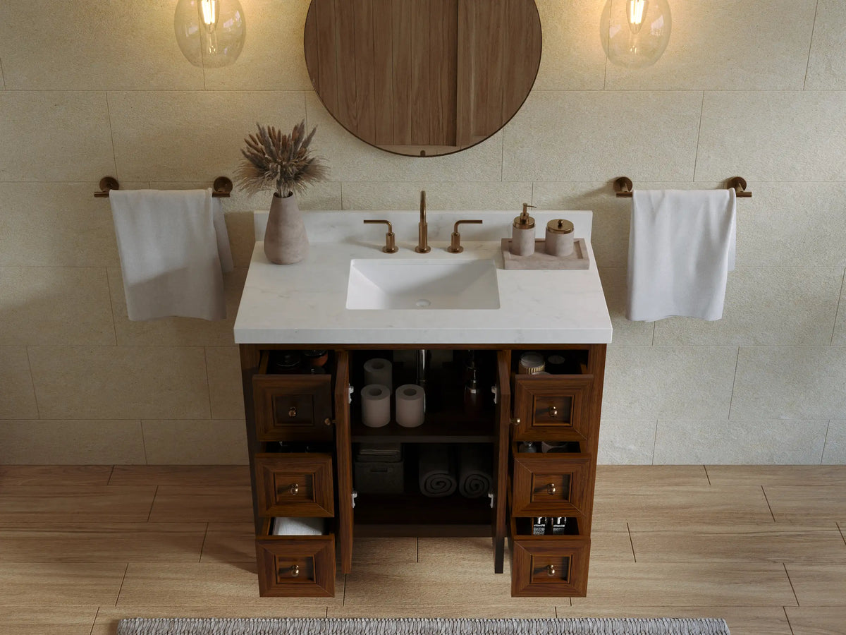 Nashville Teak Wood 42 in. W x 22 in. D Single Sink Bathroom Vanity