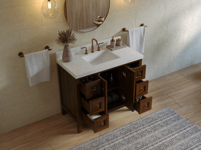 Nashville Teak Wood 42 in. W x 22 in. D Single Sink Bathroom Vanity