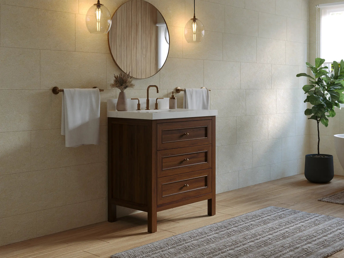 Nashville Teak Wood 30 in. W x 22 in. D Single Sink Bathroom Vanity