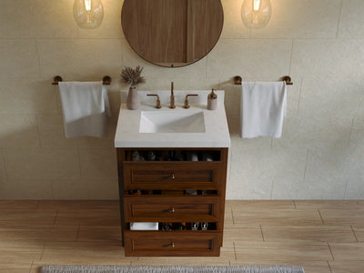 Nashville Teak Wood 30 in. W x 22 in. D Single Sink Bathroom Vanity