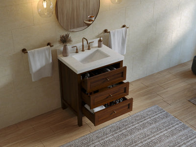 Nashville Teak Wood 30 in. W x 22 in. D Single Sink Bathroom Vanity