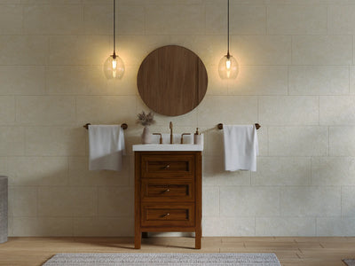 Nashville Teak Wood 24 in. W x 22 in. D Single Sink Bathroom Vanity