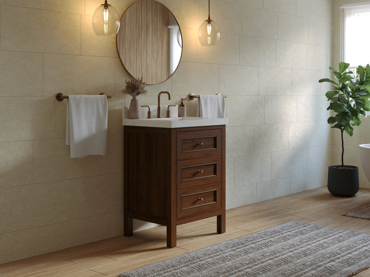 Nashville Teak Wood 24 in. W x 22 in. D Single Sink Bathroom Vanity