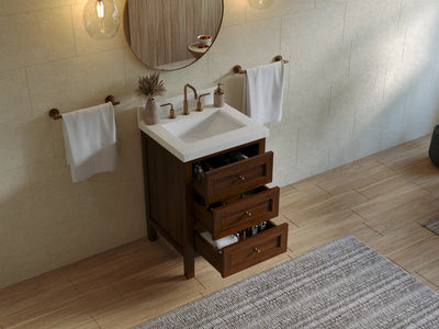 Nashville Teak Wood 24 in. W x 22 in. D Single Sink Bathroom Vanity
