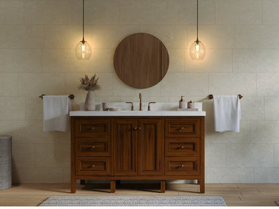 Nashville Teak Wood 60 in. W x 22 in. D Single Sink Bathroom Vanity