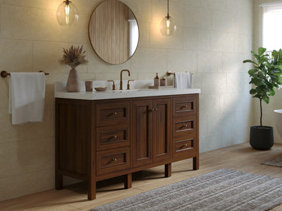 Nashville Teak Wood 60 in. W x 22 in. D Single Sink Bathroom Vanity