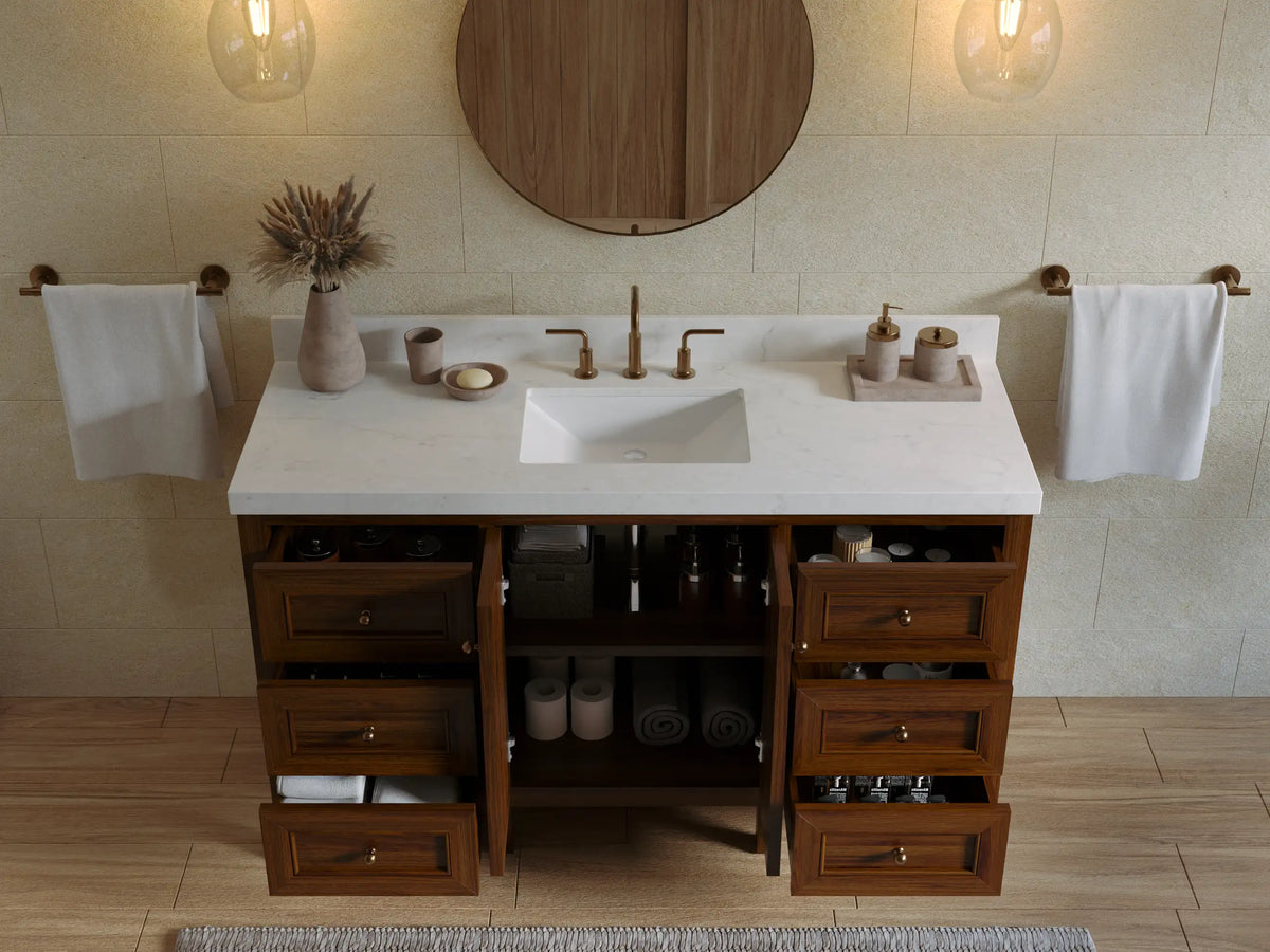 Nashville Teak Wood 60 in. W x 22 in. D Single Sink Bathroom Vanity
