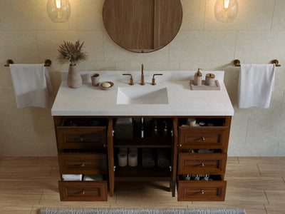 Nashville Teak Wood 60 in. W x 22 in. D Single Sink Bathroom Vanity