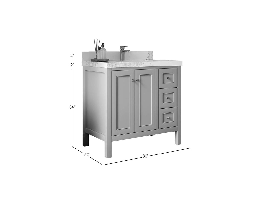 Nashville 36 in. W x 22 in. D Center Sink Bathroom Vanity