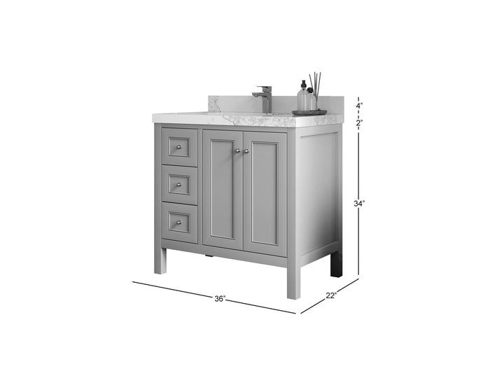Nashville 36 in. W x 22 in. D Center Sink Bathroom Vanity - photo 5