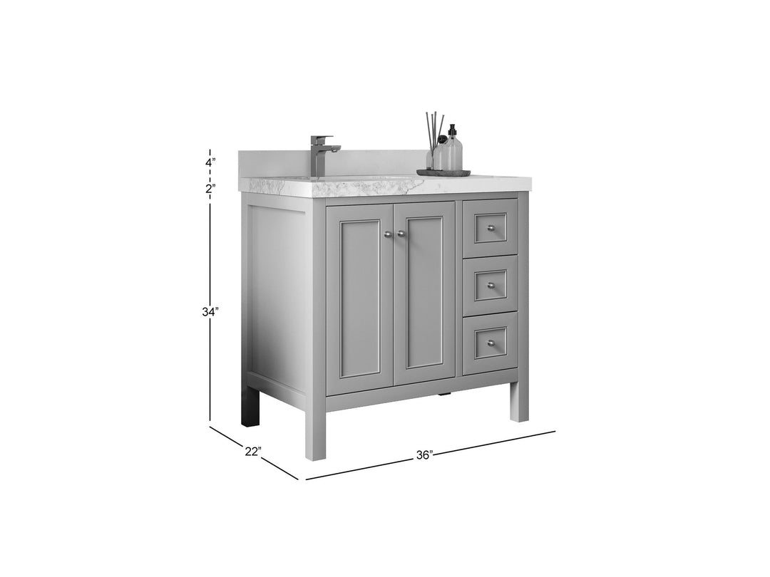 Nashville 36 in. W x 22 in. D Left Offset Sink Bathroom Vanity