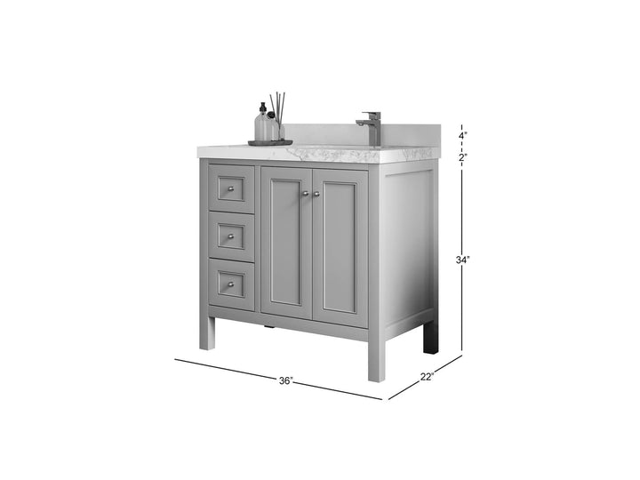 Nashville 36 in. W x 22 in. D Right Offset Sink Bathroom Vanity - photo 2