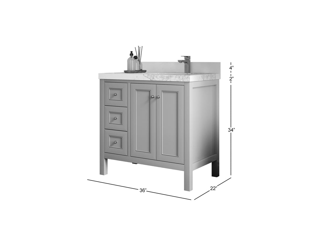 Nashville 36 in. W x 22 in. D Right Offset Sink Bathroom Vanity
