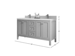 Nashville 60 in. W x 22 in. D Double Sink Bathroom Vanity - photo 2