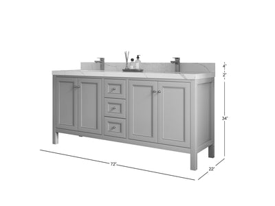 Nashville 72 in. W x 22 in. D Double Sink Bathroom Vanity