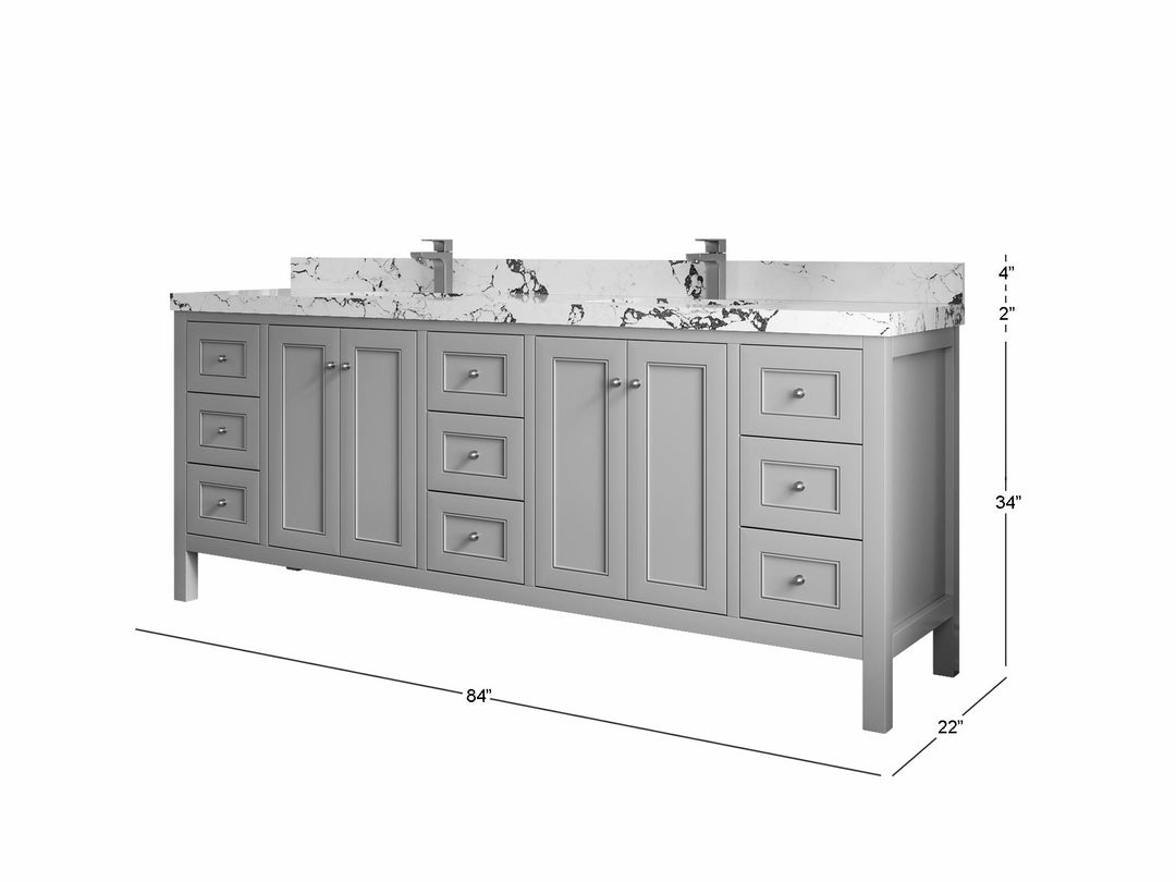 Nashville 84 in W x 22 in D Double Sink Bathroom Vanity