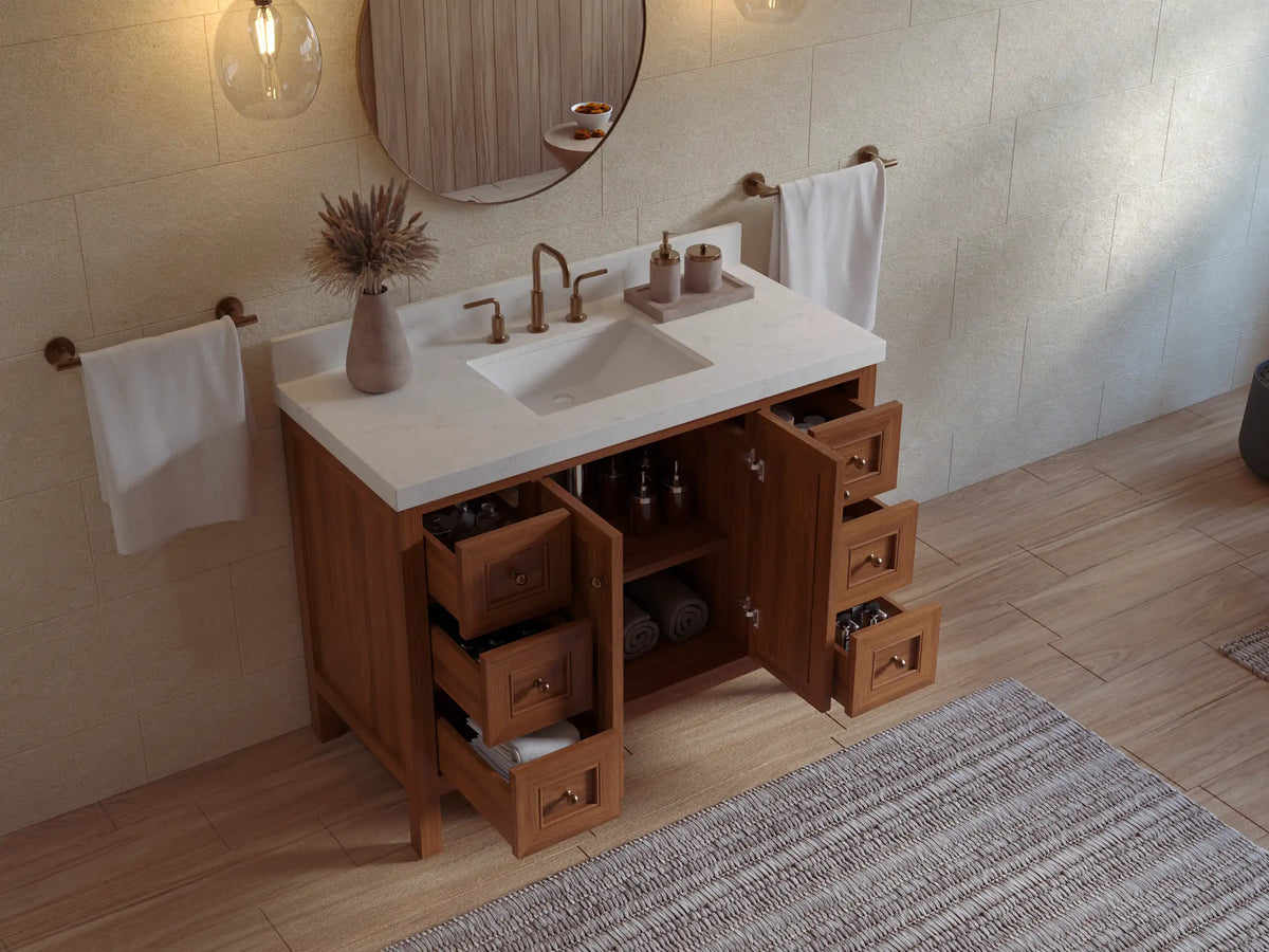 Nashville Teak Wood 48 in. W x 22 in. D Single Sink Bathroom Vanity