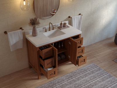 Nashville Teak Wood 48 in. W x 22 in. D Single Sink Bathroom Vanity