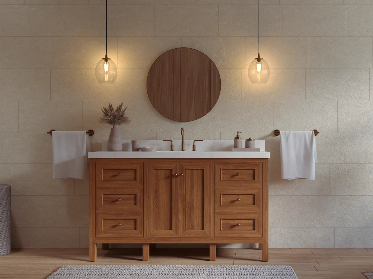 Nashville Teak Wood 60 in. W x 22 in. D Single Sink Bathroom Vanity