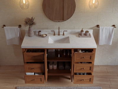 Nashville Teak Wood 60 in. W x 22 in. D Single Sink Bathroom Vanity