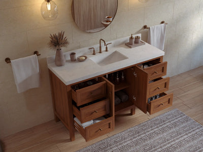 Nashville Teak Wood 60 in. W x 22 in. D Single Sink Bathroom Vanity