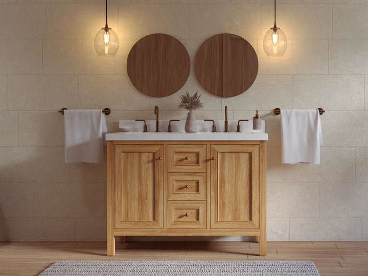 Nashville Teak Wood 48 in. W x 22 in. D Double Sink Bathroom Vanity - photo 5