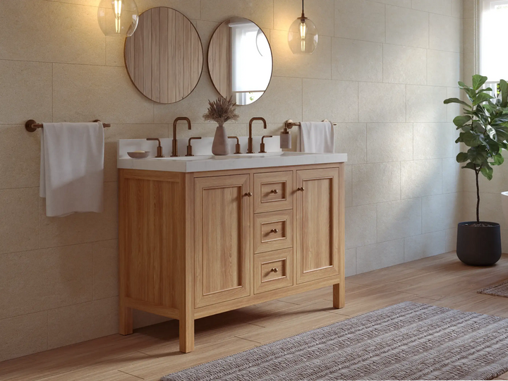 Nashville Teak Wood 48 in. W x 22 in. D Double Sink Bathroom Vanity - photo 3