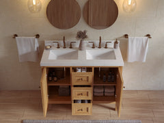 Nashville Teak Wood 48 in. W x 22 in. D Double Sink Bathroom Vanity - photo 2