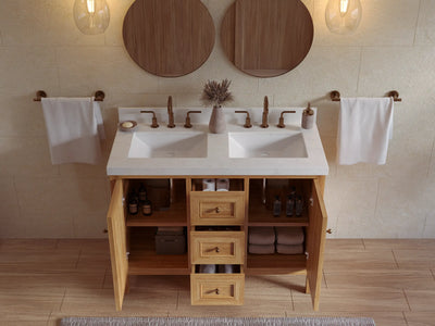 Nashville Teak Wood 48 in. W x 22 in. D Double Sink Bathroom Vanity