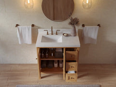 Nashville Teak Wood 36 in. W x 22 in. D Left Offset Sink Bathroom Vanity - photo 2
