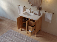 Nashville Teak Wood 36 in. W x 22 in. D Left Offset Sink Bathroom Vanity - photo 4