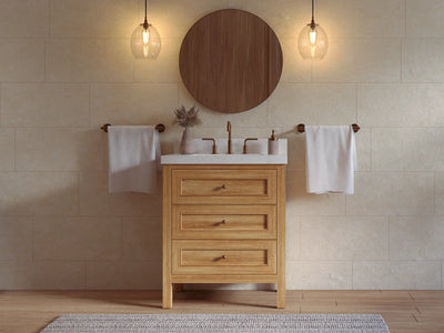 Nashville Teak Wood 30 in. W x 22 in. D Single Sink Bathroom Vanity