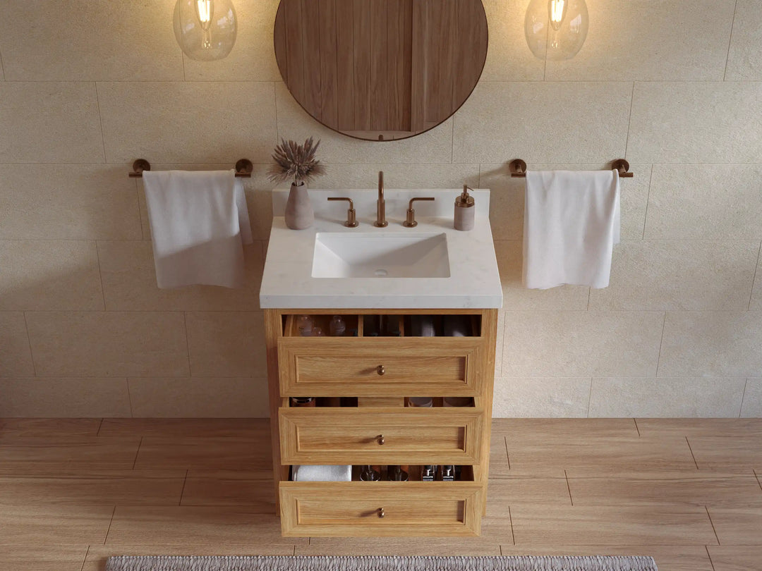 Nashville Teak Wood 30 in. W x 22 in. D Single Sink Bathroom Vanity | 
              
                Light Natural Teak
                
                  
             - NAS_TK_LNT_WHQZ_30 - photo №2