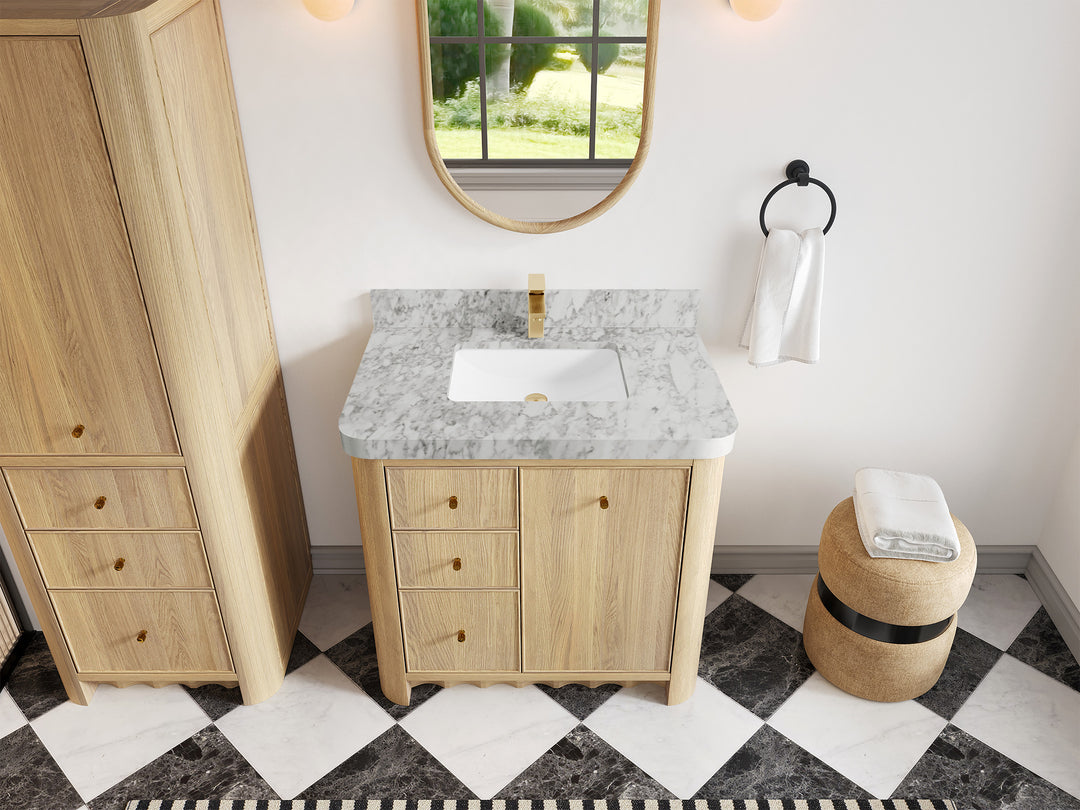 Orlando Oak 36 in. W x 22 in. D Center Sink Bathroom Vanity