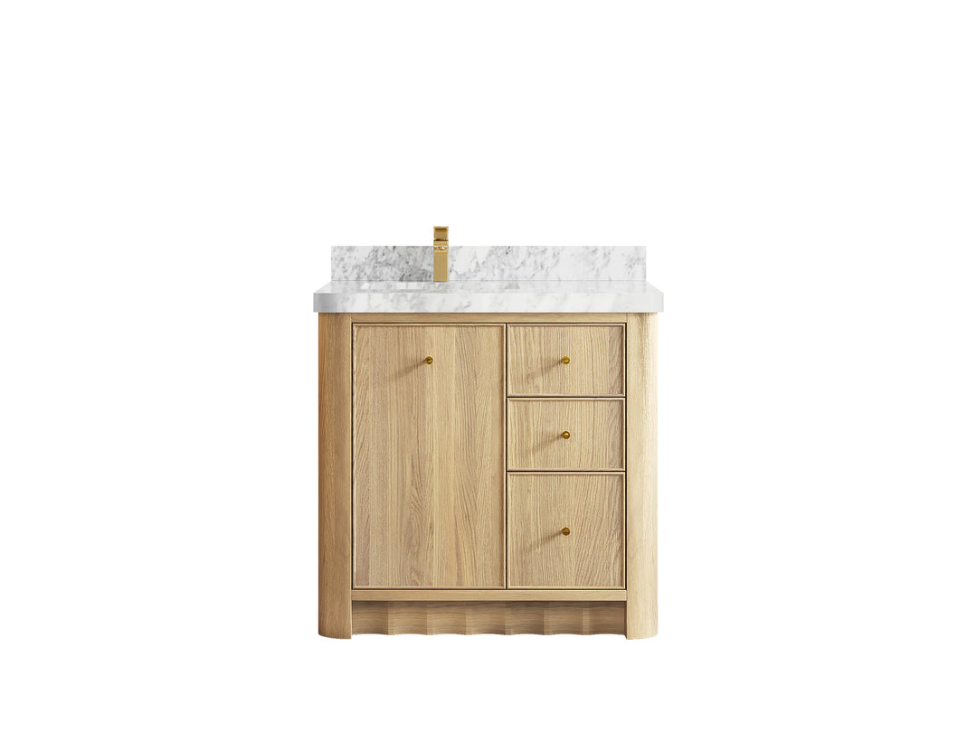 Orlando Oak 36 in. W x 22 in. D Left Offset Sink Bathroom Vanity