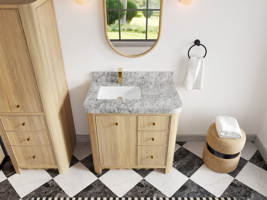 Orlando Oak 36 in. W x 22 in. D Left Offset Sink Bathroom Vanity