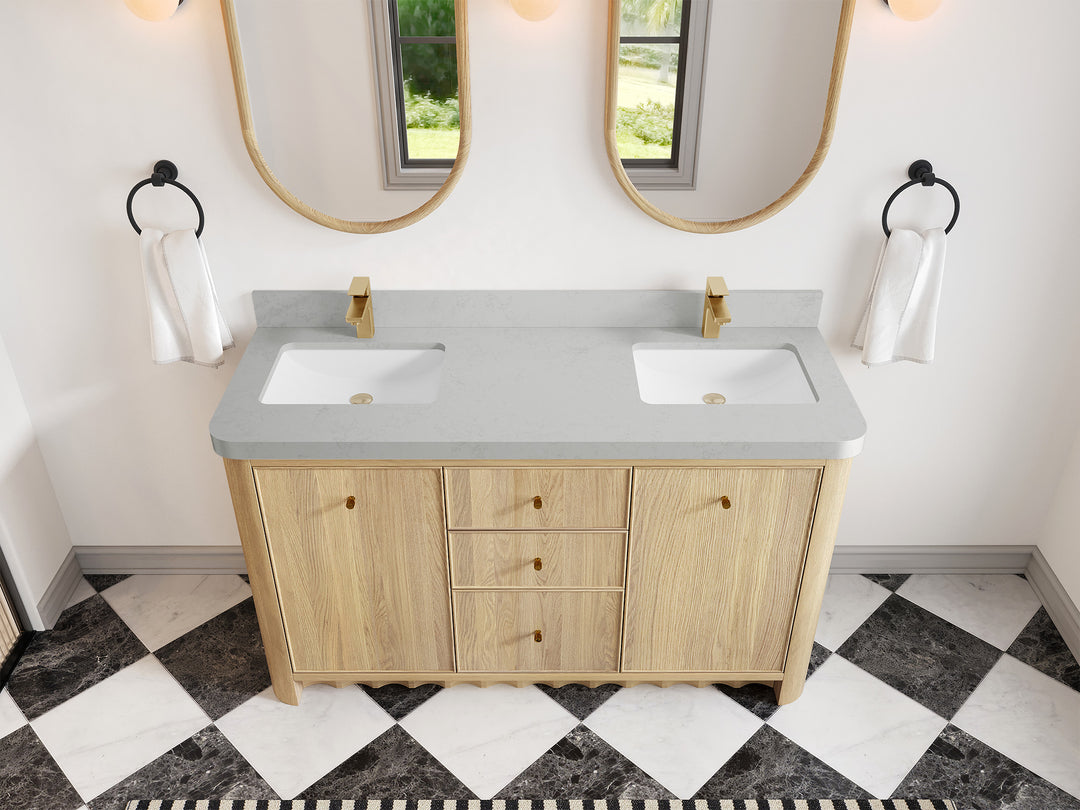 Orlando Oak 60 in. W x 22 in. D Double Sink Bathroom Vanity
