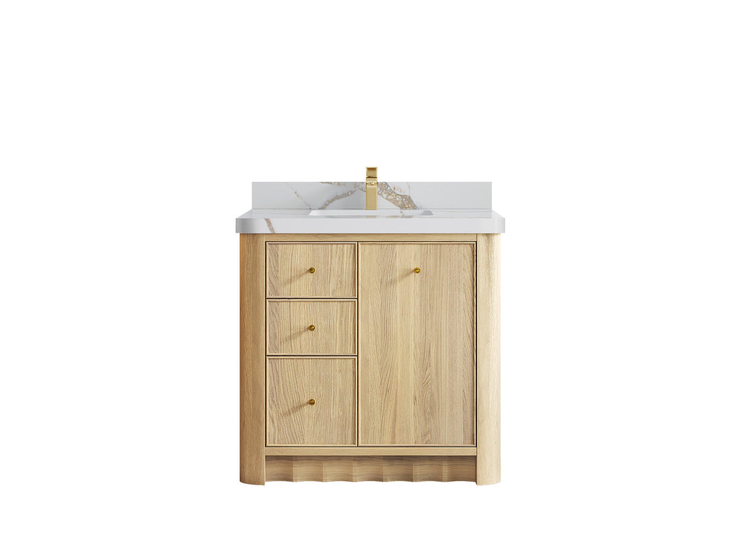 Orlando Oak 36 in. W x 22 in. D Center Sink Bathroom Vanity
