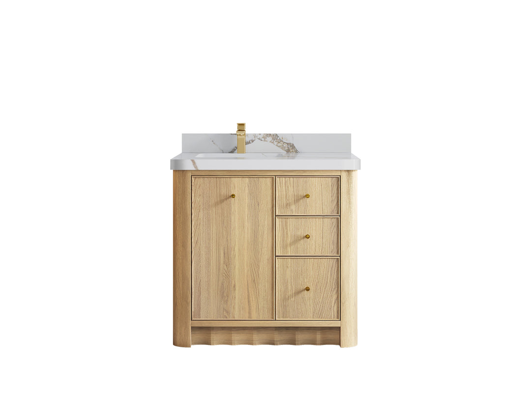 Orlando Oak 36 in. W x 22 in. D Left Offset Sink Bathroom Vanity