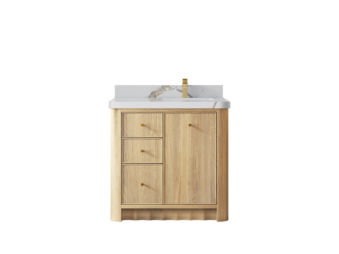 Orlando Oak 36 in. W x 22 in. D Right Offset Sink Bathroom Vanity