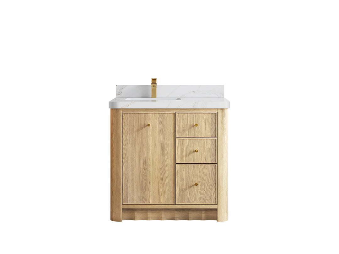 Orlando Oak 36 in. W x 22 in. D Left Offset Sink Bathroom Vanity