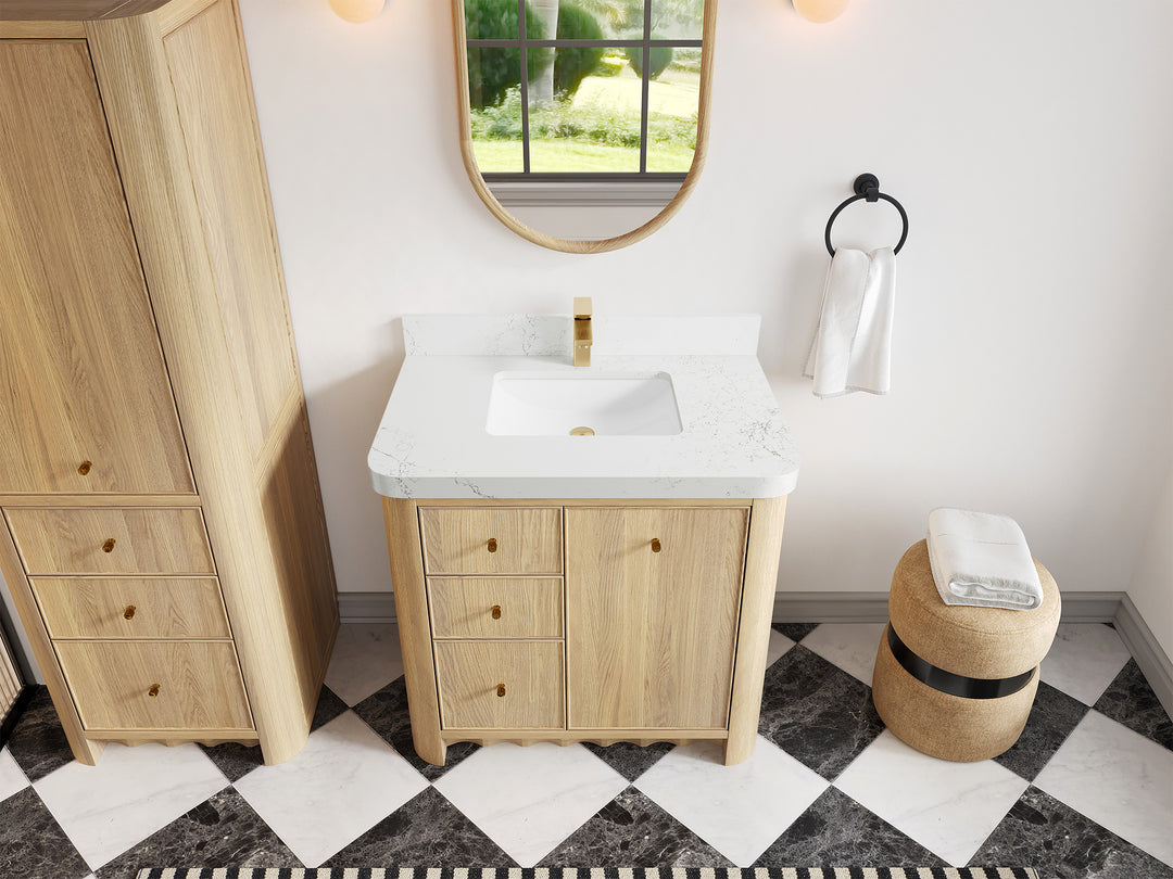 Orlando Oak 36 in. W x 22 in. D Center Sink Bathroom Vanity